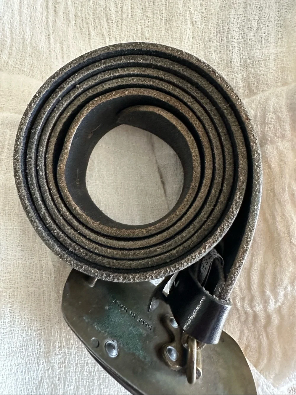 Dolce & Gabbana Black Leather Gold/Silver D&G Logo Buckle Belt 110/52 Authentic